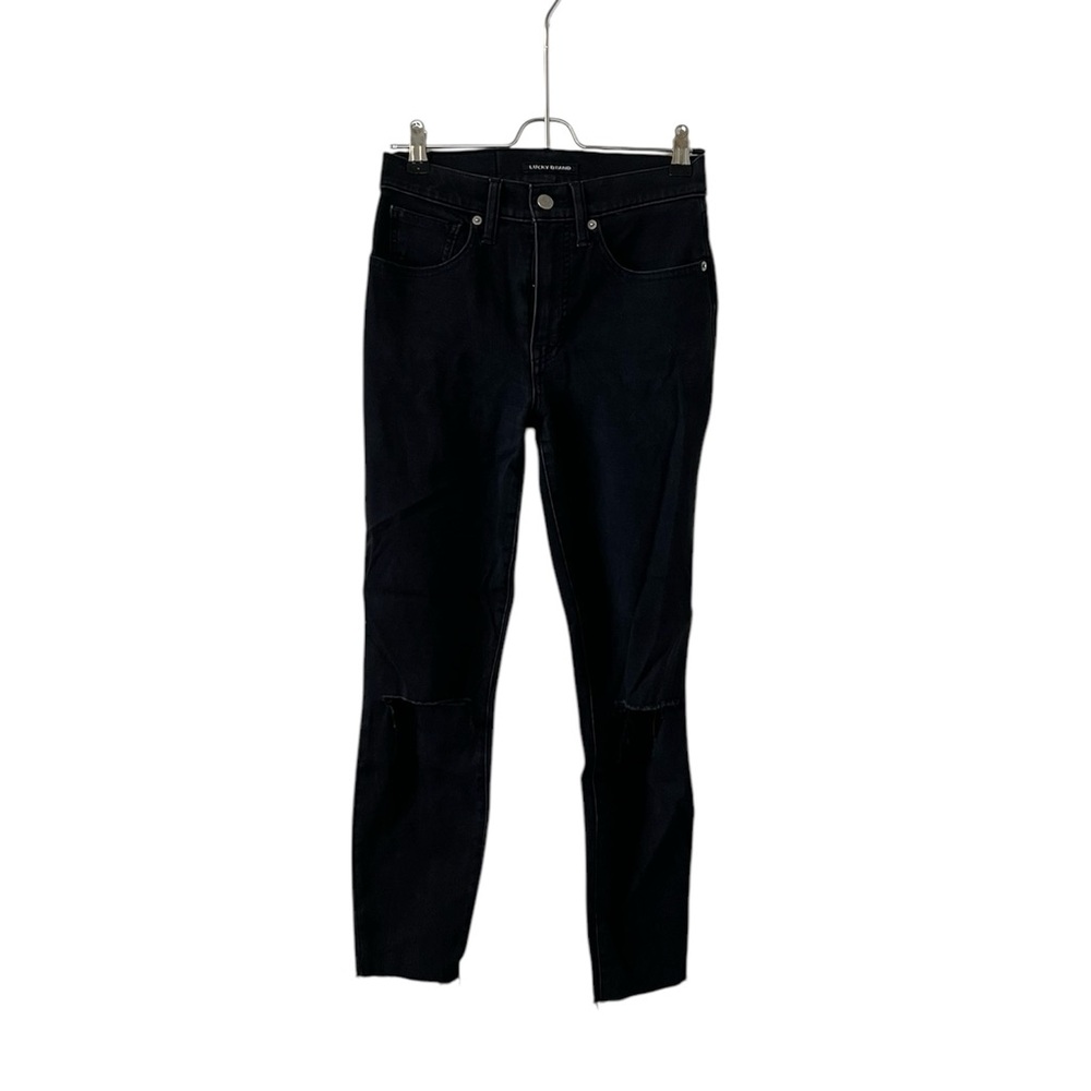 Lucky Brand High Rise Bridgette Black Raw Hem Skinny Jeans SZ 2/26